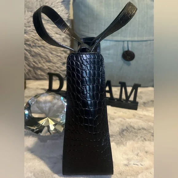 Salvatore Ferragamo Gancini Embossed Square Handbag (Black) - Picture 5 of 11